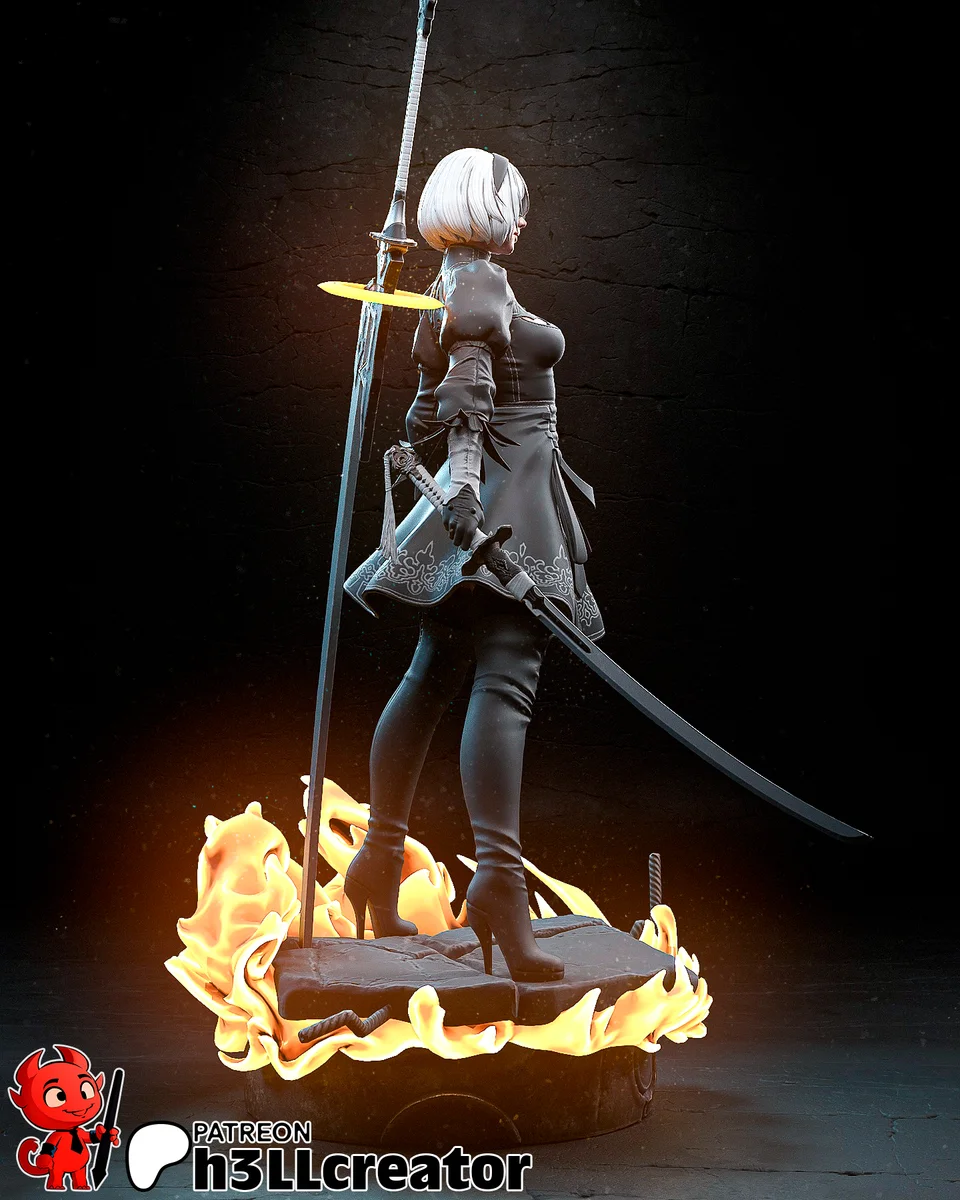2B | Fan Art | 3D Printed Resin Model Garage Kit | *Un-Painted* | H3LL Creator 3
