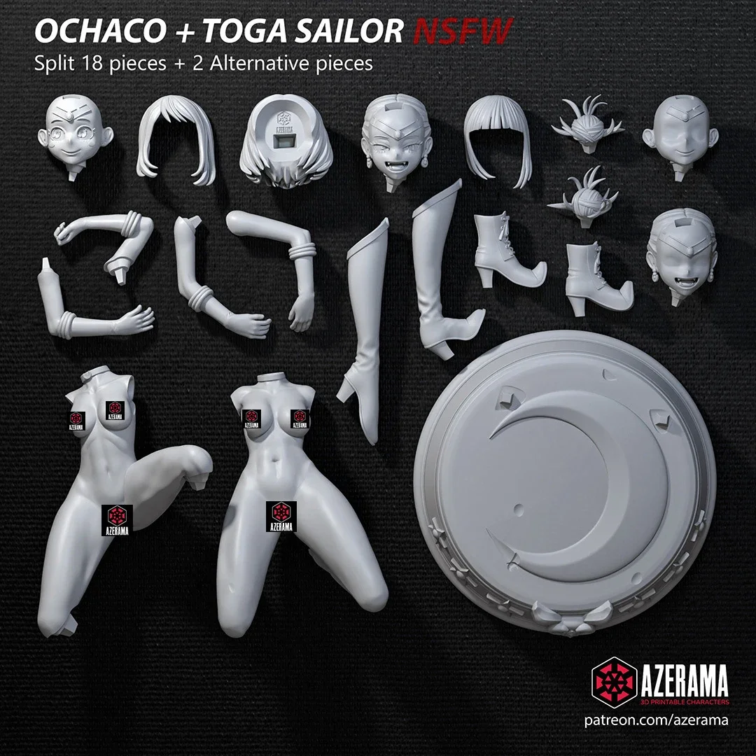 Ochaco+Toga (Sailor) | Fan Art | 3D Printed Resin Model Garage Kit | *Un-Painted* | Azerama 6