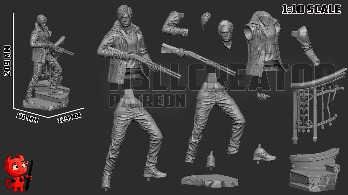 Leon S. Kennedy | Fan Art | 3D Printed Resin Model Garage Kit | *Un-Painted* | H3LL Creator 8