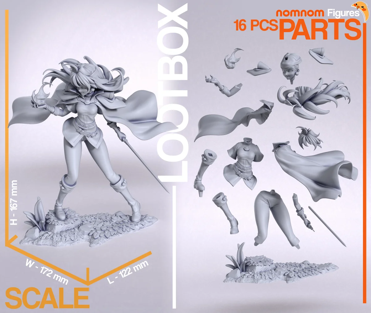 Lina Inverse | Fan Art | 3D Printed Resin Model Garage Kit | *Un-Painted* | Nomnom 7