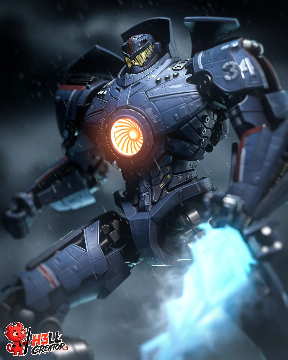 Gipsy Danger | Fan Art | 3D Printed Resin Model Garage Kit | *Un-Painted* | H3LL Creator