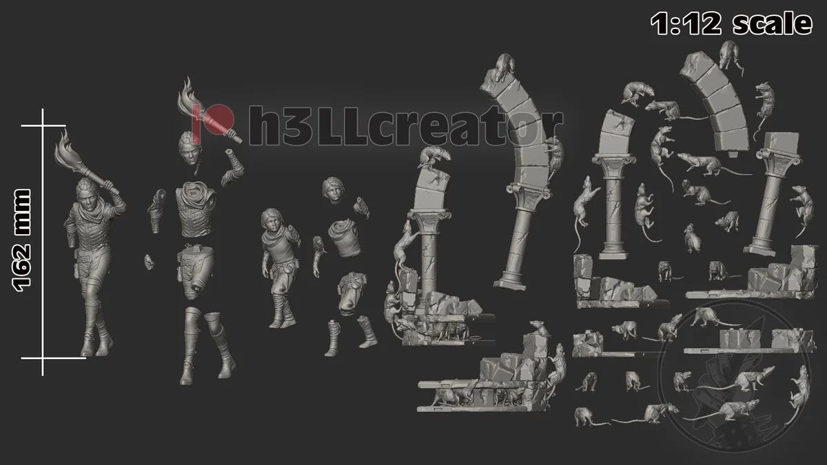 Amicia and Hugo | Fan Art | 3D Printed Resin Model Garage Kit | *Un-Painted* | H3LL Creator 9