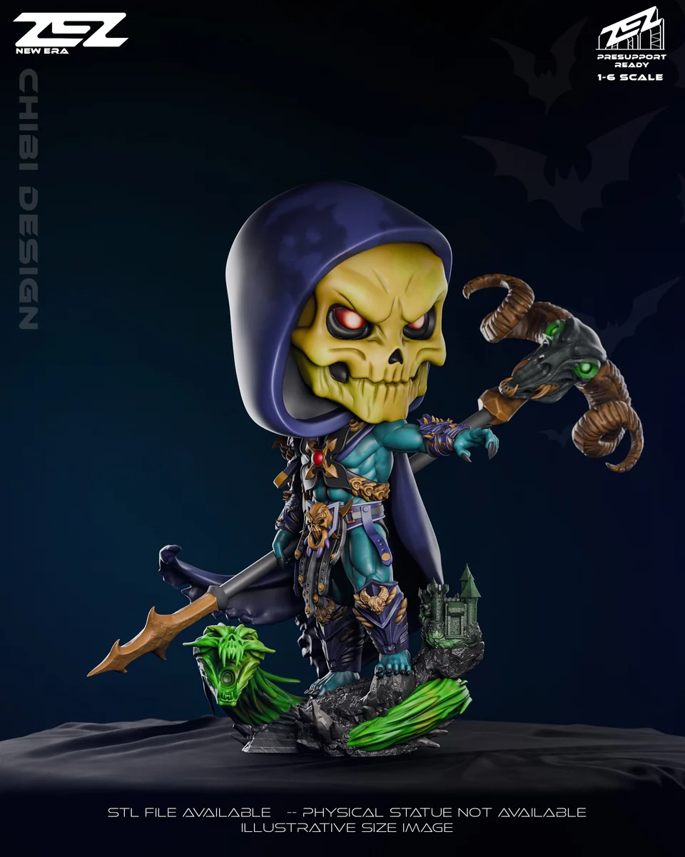 Chibi Skeletor | Fan Art | 3D Printed Resin Model Garage Kit | *Un-Painted* | ZEZ Studio 6