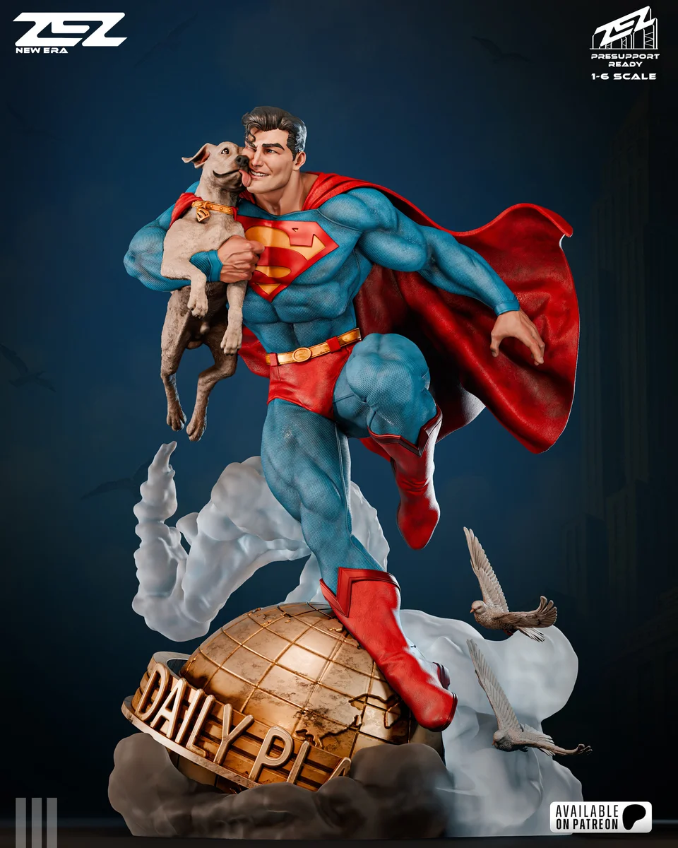 Superman & Krypto | Fan Art | 3D Printed Resin Model Garage Kit | *Un-Painted* | ZEZ Studio 5