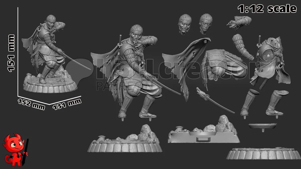 Jin Sakai | Fan Art | 3D Printed Resin Model Garage Kit | *Un-Painted* | H3LL Creator 11
