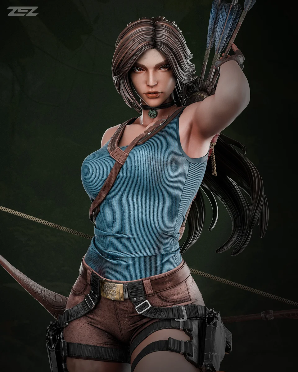 Lara Croft | Fan Art | 3D Printed Resin Model Garage Kit | *Un-Painted* | ZEZ Studio 6