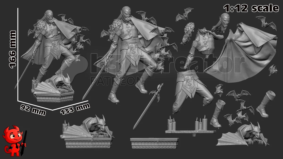 Strahd von Zarovich | Fan Art | 3D Printed Resin Model Garage Kit | *Un-Painted* | H3LL Creator 13