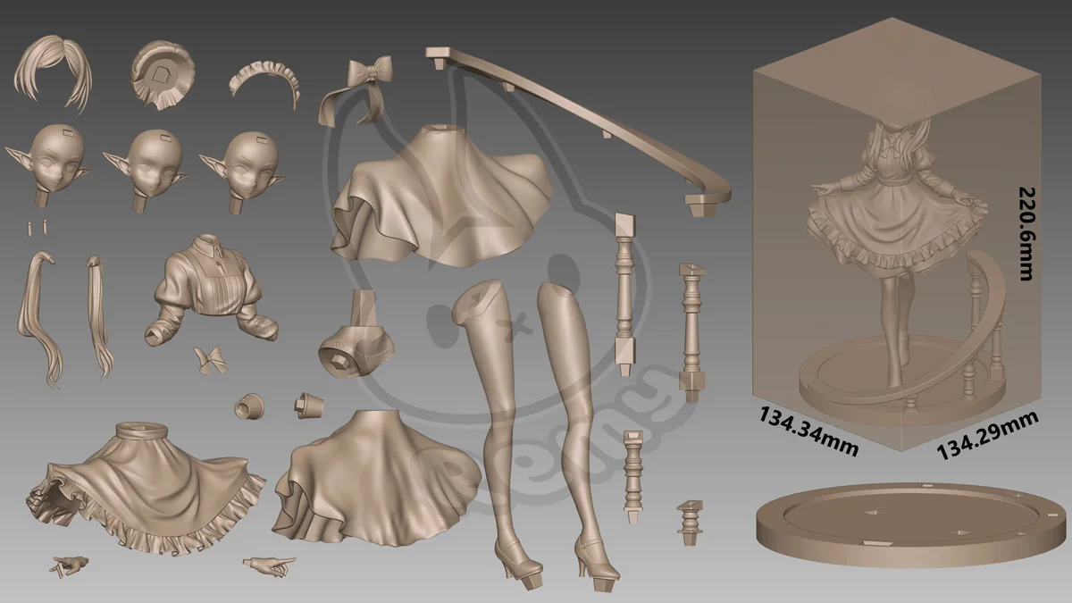 Frieren (Maid) | Fan Art | 3D Printed Resin Model Garage Kit | *Un-Painted* | Remy Sculpts 10