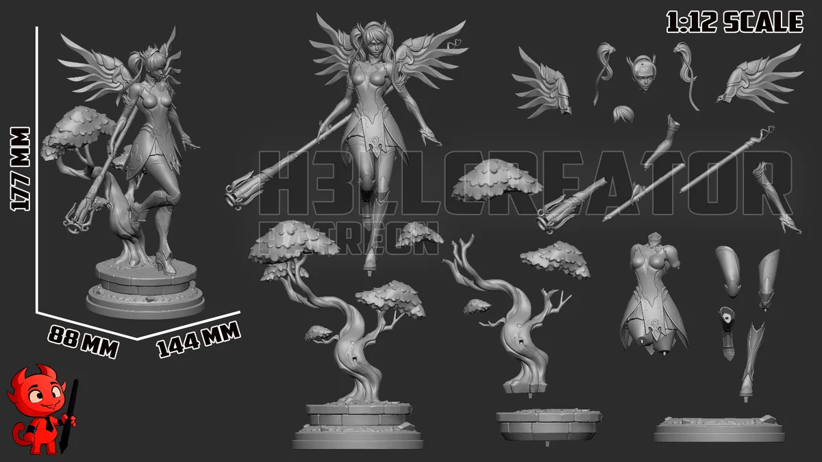 Mercy | Fan Art | 3D Printed Resin Model Garage Kit | *Un-Painted* | H3LL Creator 13