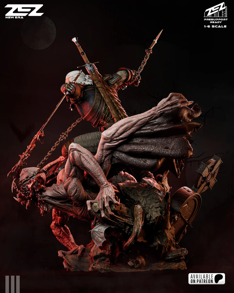 Geralt | Fan Art | 3D Printed Resin Model Garage Kit | *Un-Painted* | ZEZ Studio 9