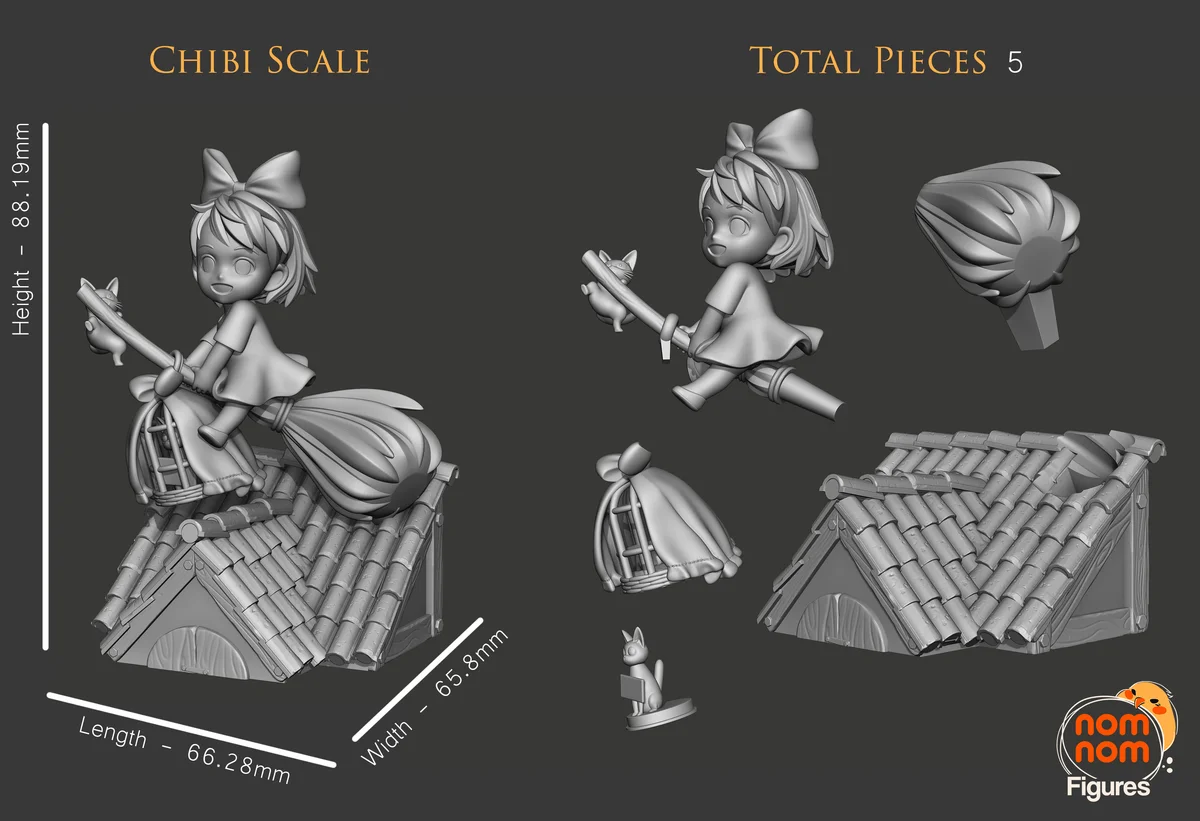 Chibi Kiki | Fan Art | 3D Printed Resin Model Garage Kit | *Un-Painted* | Nomnom 3