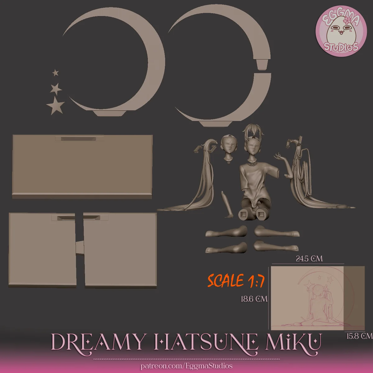 Sleepy Hatsune Miku | Fan Art | 3D Printed Resin Model Garage Kit | *Un-Painted* | EggmaStudios 6