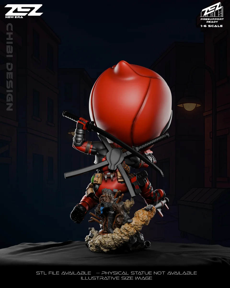 Chibi Deadpool | Fan Art | 3D Printed Resin Model Garage Kit | *Un-Painted* | ZEZ Studio 4