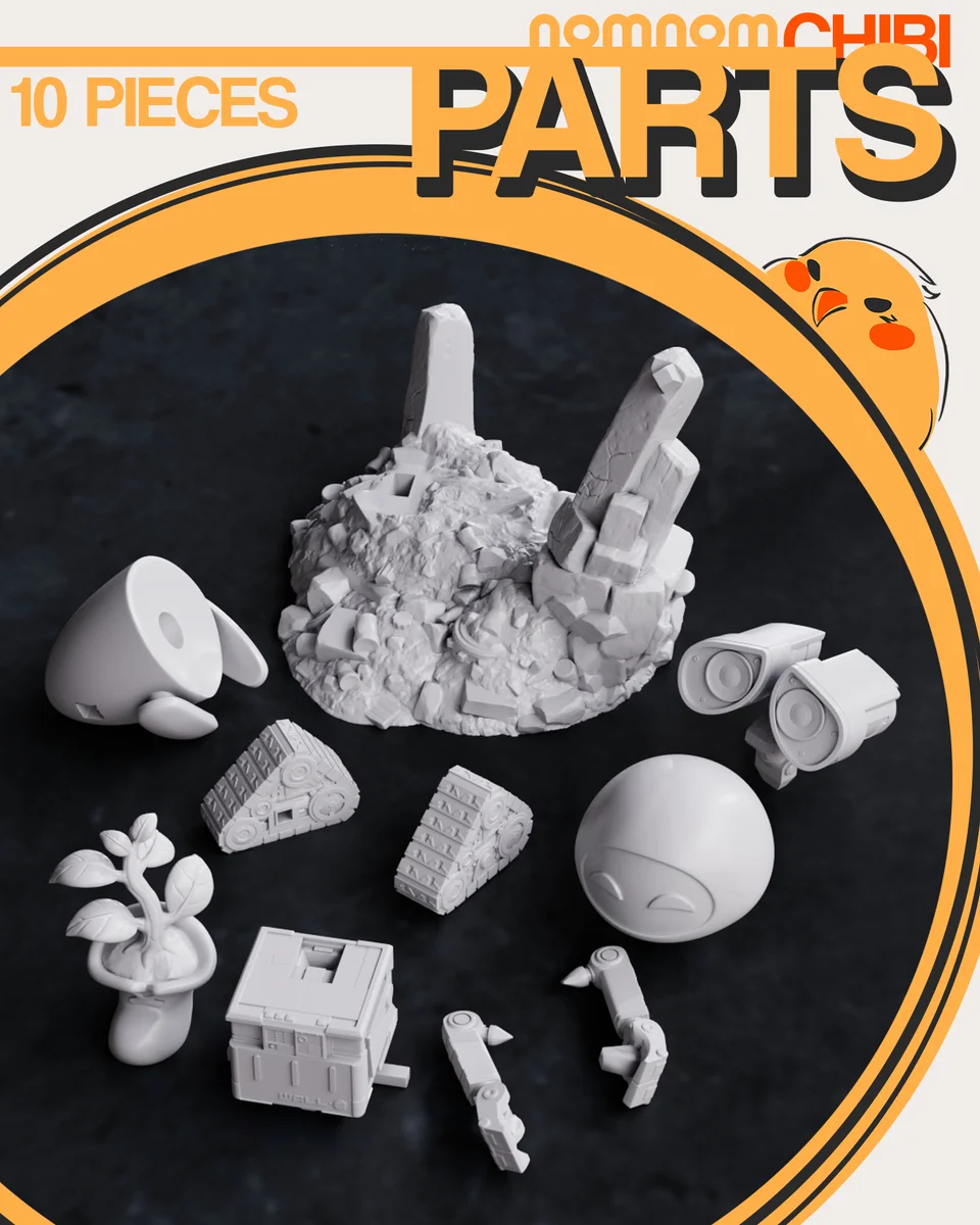 Chibi Wall-e and Eve | Fan Art | 3D Printed Resin Model Garage Kit | *Un-Painted* | Nomnom 3