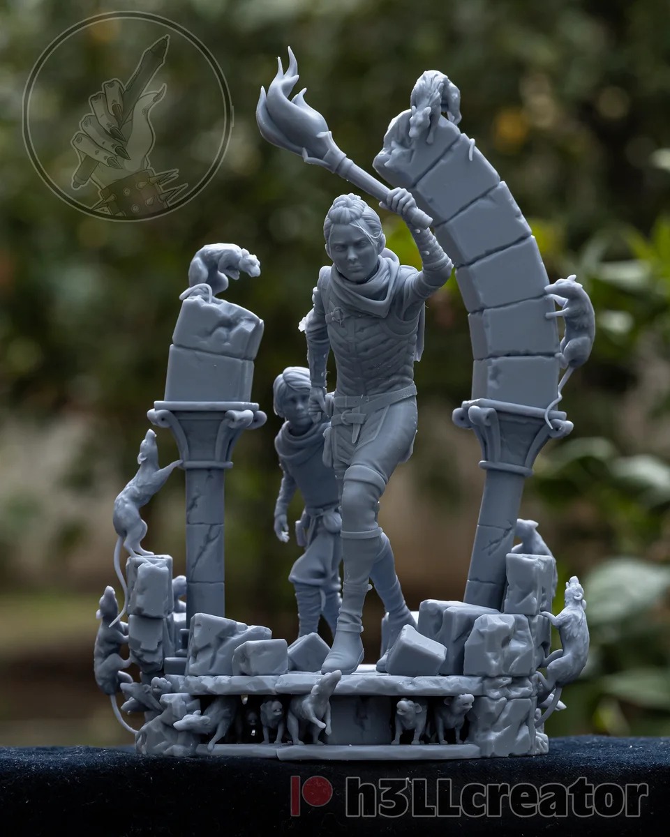 Amicia and Hugo | Fan Art | 3D Printed Resin Model Garage Kit | *Un-Painted* | H3LL Creator 3