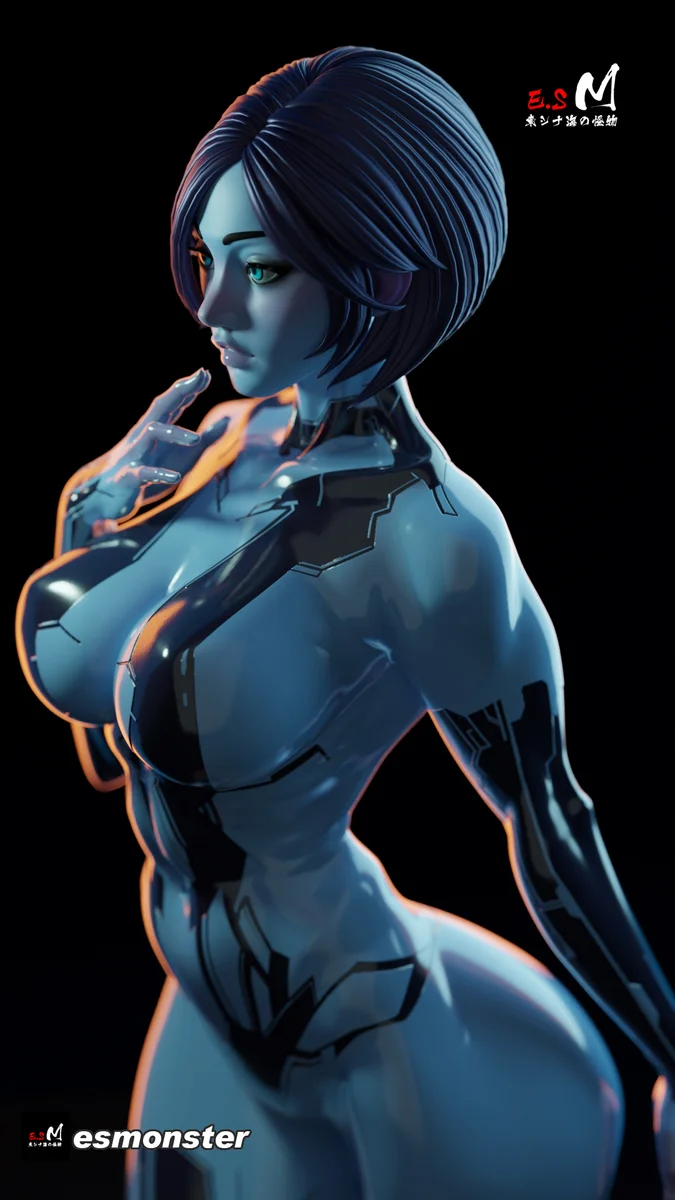 Cortana | Fan Art | 3D Printed Resin Model Garage Kit | *Un-Painted* | ES Monster 11