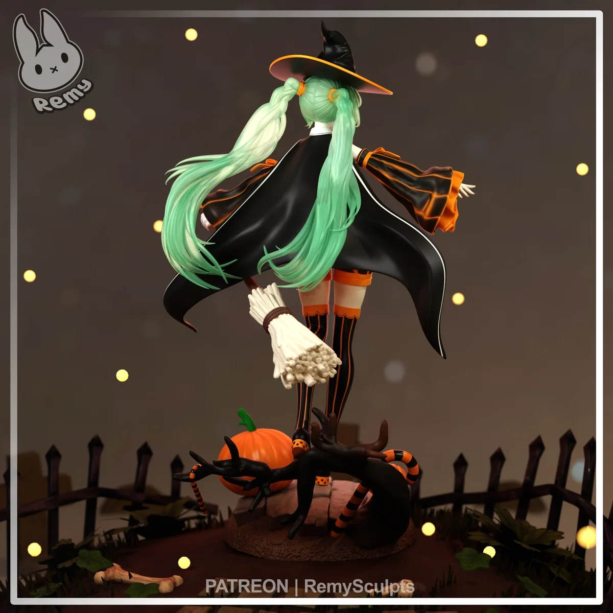 Hatsune Miku (Halloween Witch) | Fan Art | 3D Printed Resin Model Garage Kit | *Un-Painted* | Remy Sculpts 4