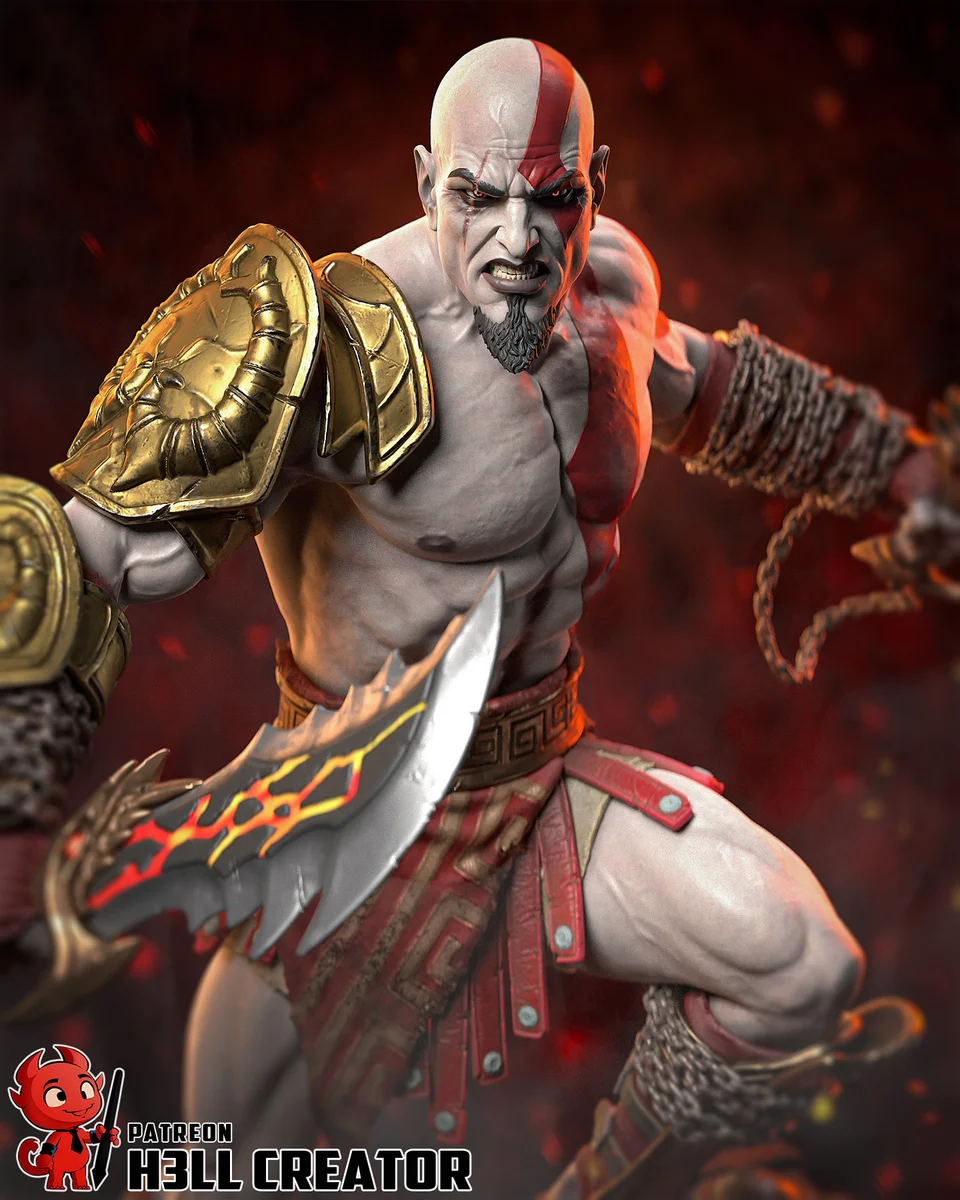 Kratos | Fan Art | 3D Printed Resin Model Garage Kit | *Un-Painted* | H3LL Creator