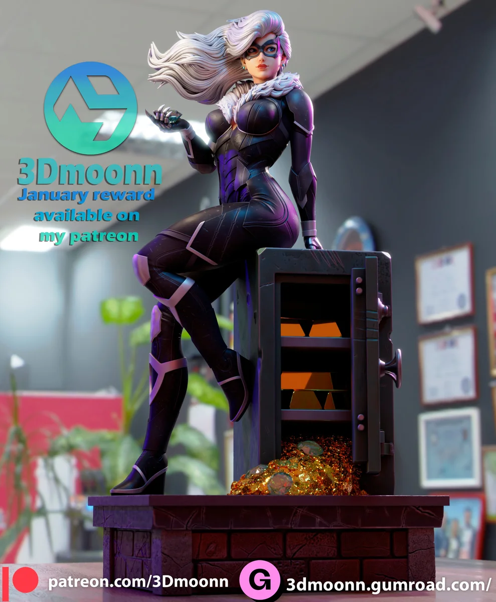 Black Kitty | Fan Art | 3D Printed Resin Model Garage Kit | *Un-Painted* | 3DMoon 2