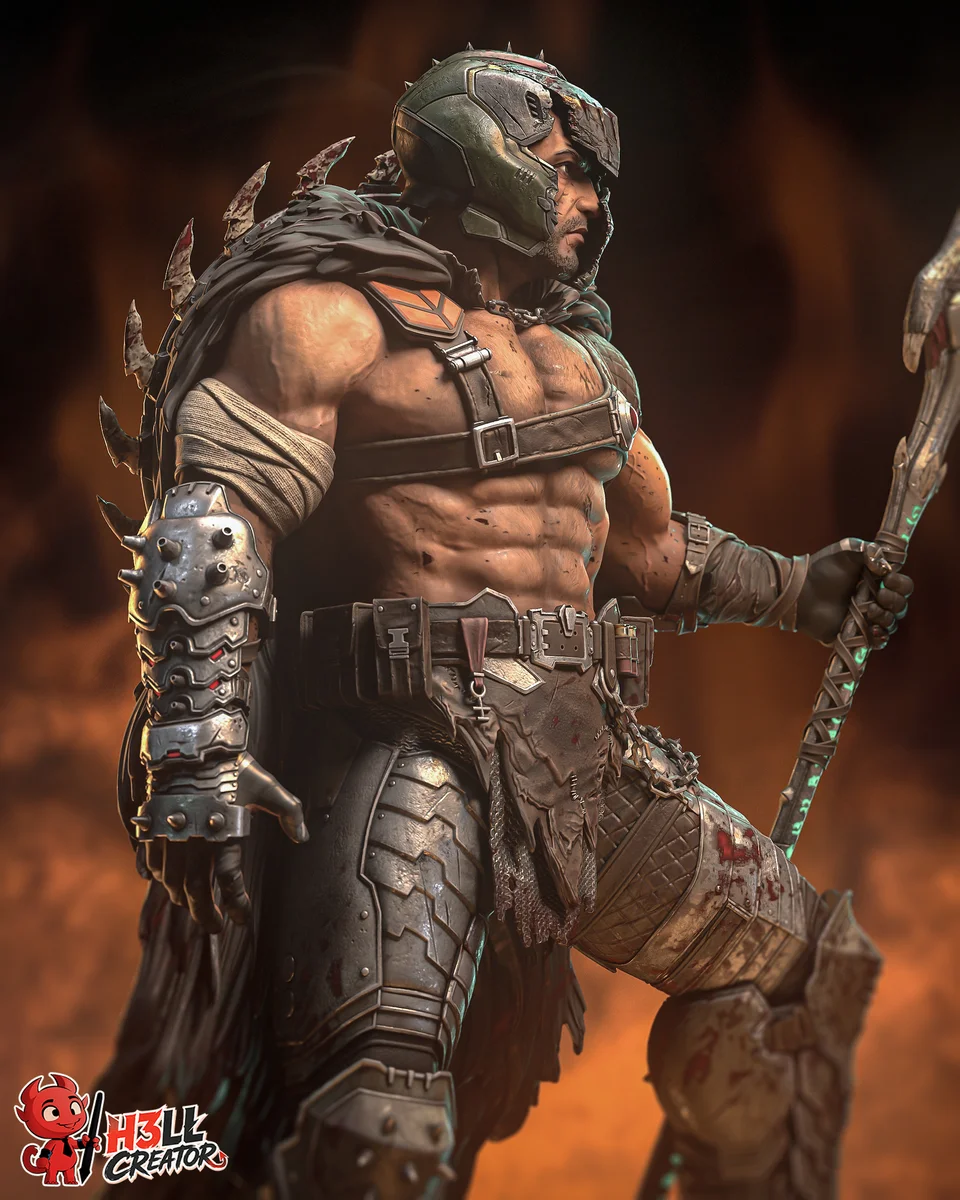 Doom Slayer | Fan Art | 3D Printed Resin Model Garage Kit | *Un-Painted* | H3LL Creator 6