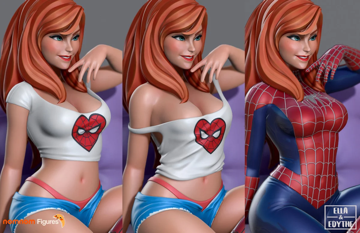 Mary Jane and Gwen Stacy | Fan Art | 3D Printed Resin Model Garage Kit | *Un-Painted* | Nomnom 3