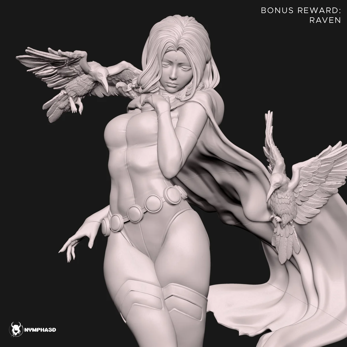 Raven | Fan Art | 3D Printed Resin Model Garage Kit | *Un-Painted* | Nympha3D 11