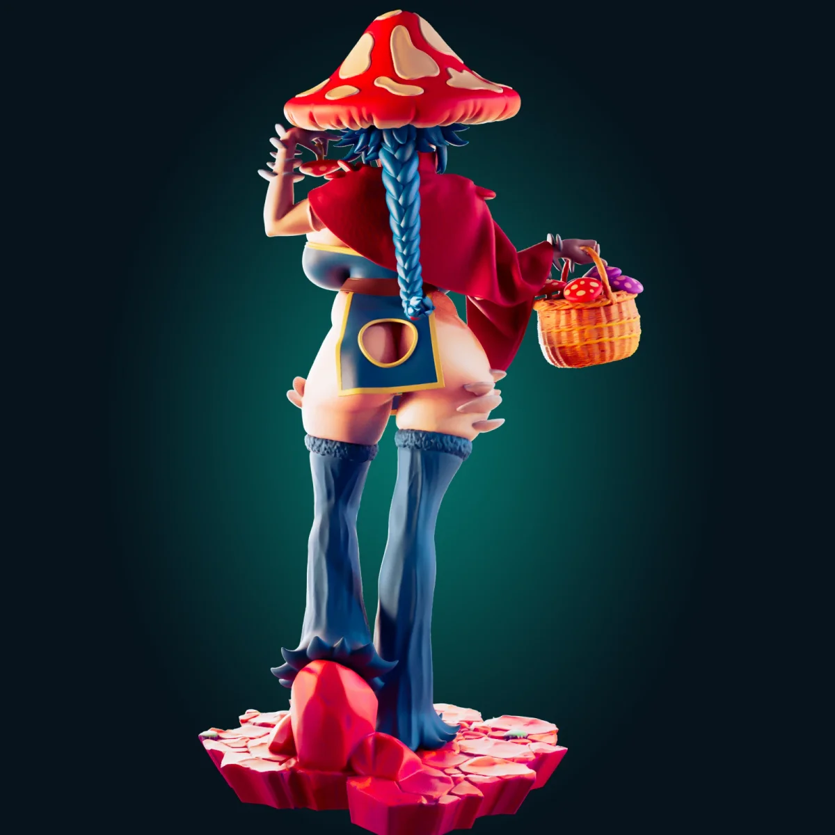 Red Mushroom Girl | Fan Art | 3D Printed Resin Model Garage Kit | *Un-Painted* | Officer Rhu 3