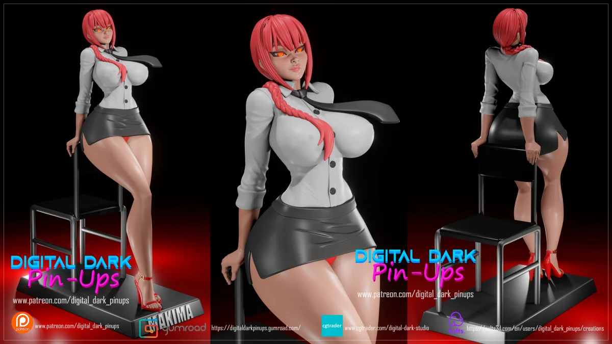 Makima | Fan Art | 3D Printed Resin Model Garage Kit | *Un-Painted* | Digital Dark 2