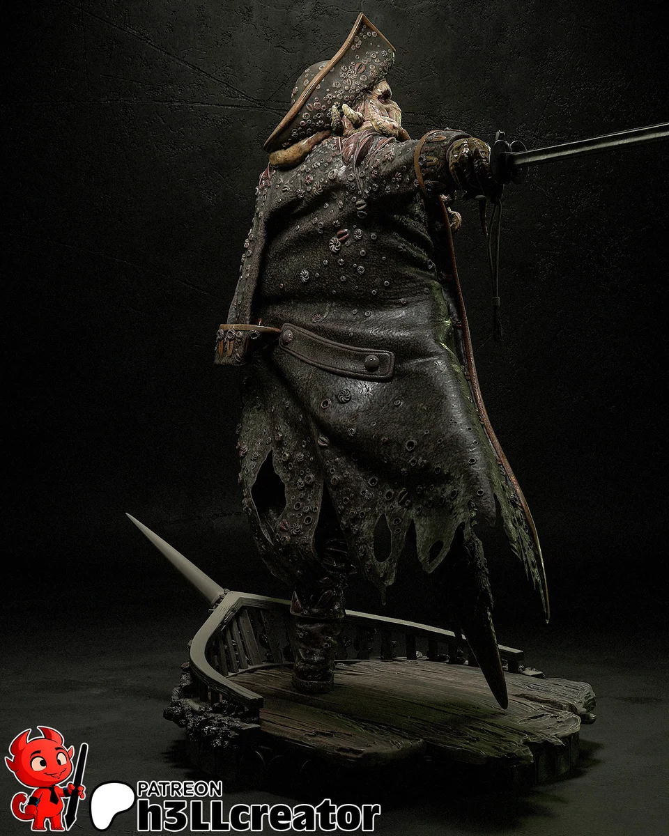 Davy Jones | Fan Art | 3D Printed Resin Model Garage Kit | *Un-Painted* | H3LL Creator 7