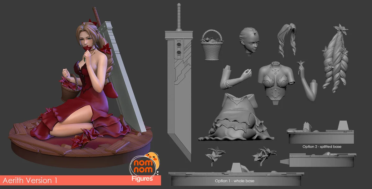 Aerith | Fan Art | 3D Printed Resin Model Garage Kit | *Un-Painted* | Nomnom 4