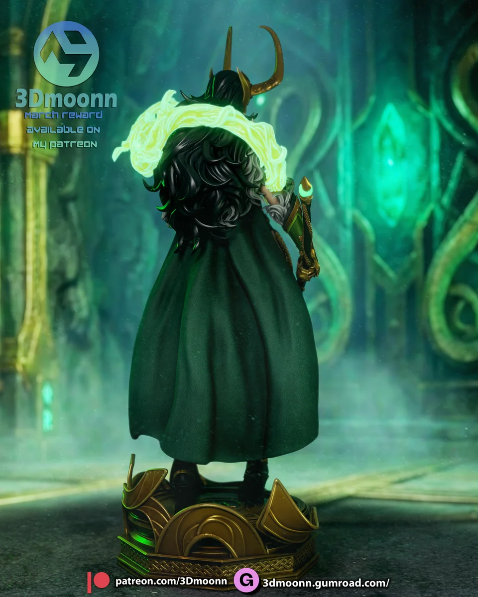 Lady Loki | Fan Art | 3D Printed Resin Model Garage Kit | *Un-Painted* | 3DMoonn 6