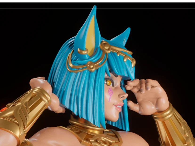 Egyptian Catgirl | Fan Art | 3D Printed Resin Model Garage Kit | *Un-Painted* | Digital Dark 4