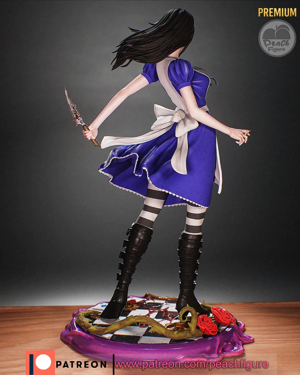 Alice Madness Returns | Fan Art | 3D Printed Resin Model Garage Kit | *Un-Painted* | Peach Figure 3