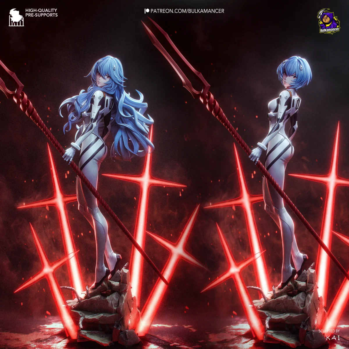 Ayanami Rei | Fan Art | 3D Printed Resin Model Garage Kit | *Un-Painted* | Bulkamancer 3