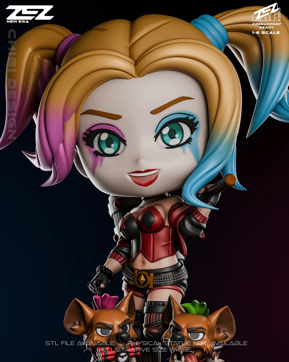 Chibi Harley Quinn | Fan Art | 3D Printed Resin Model Garage Kit | *Un-Painted* | ZEZ Studio