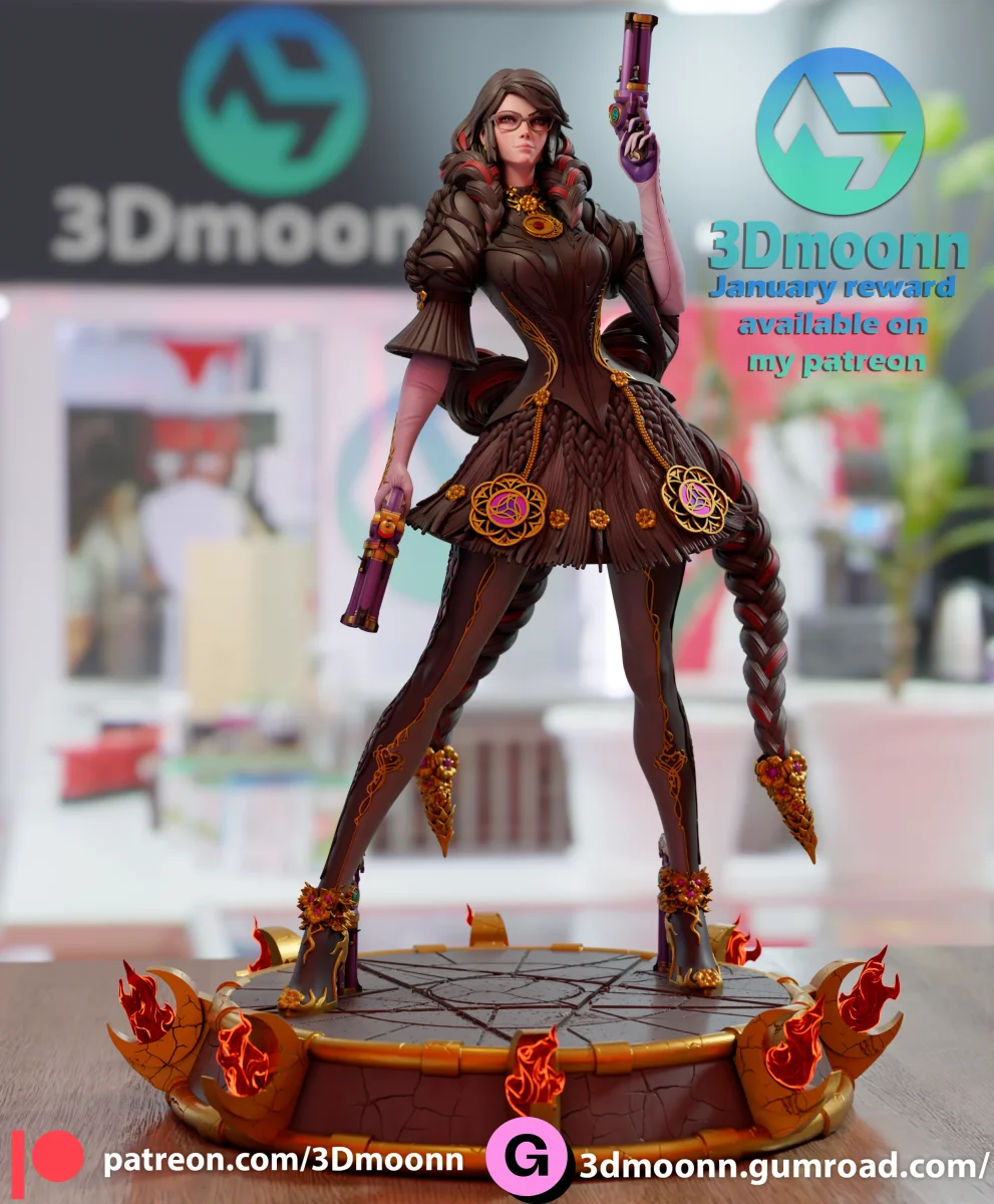 Bayonetta | Fan Art | 3D Printed Resin Model Garage Kit | *Un-Painted* | 3DMoonn 4
