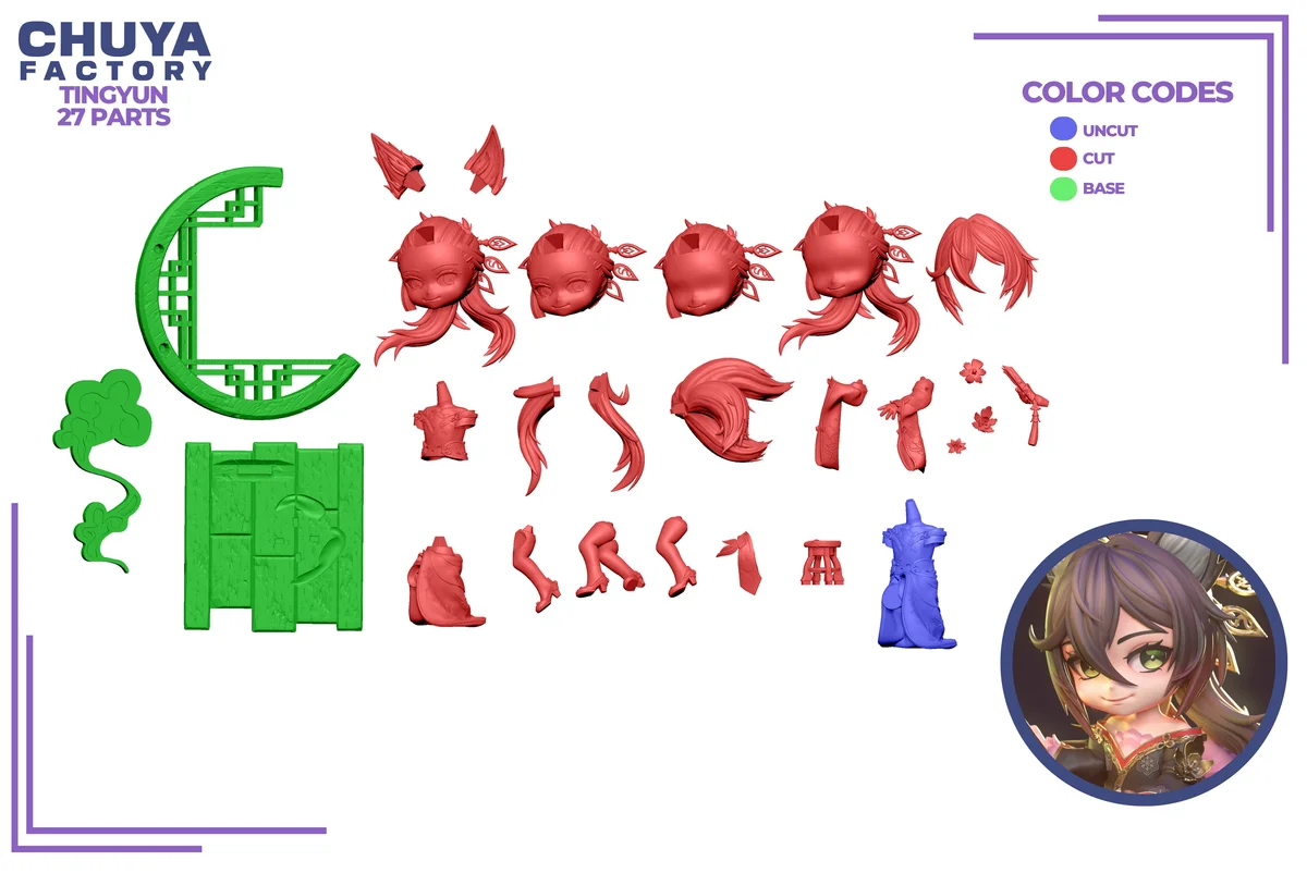 Chibi Tingyun | Fan Art | 3D Printed Resin Model Garage Kit | *Un-Painted* | Chuya Factory 13