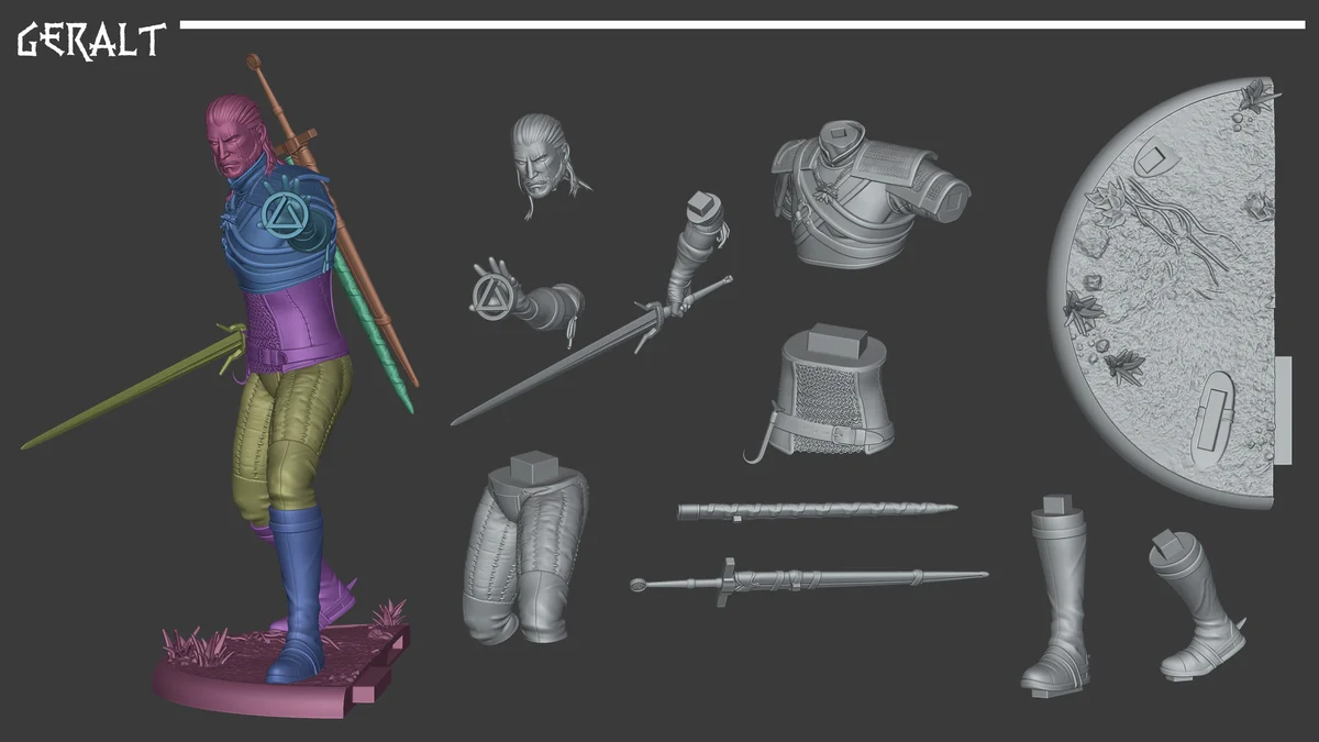 Ciri & Geralt | Fan Art | 3D Printed Resin Model Garage Kit | *Un-Painted* | Inaki Sculpts 7