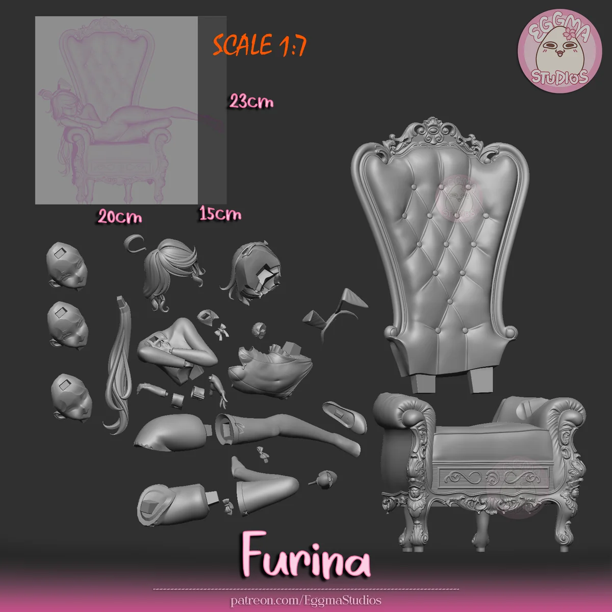 Furina (Bunny) | Fan Art | 3D Printed Resin Model Garage Kit | *Un-Painted* | EggmaStudios 12