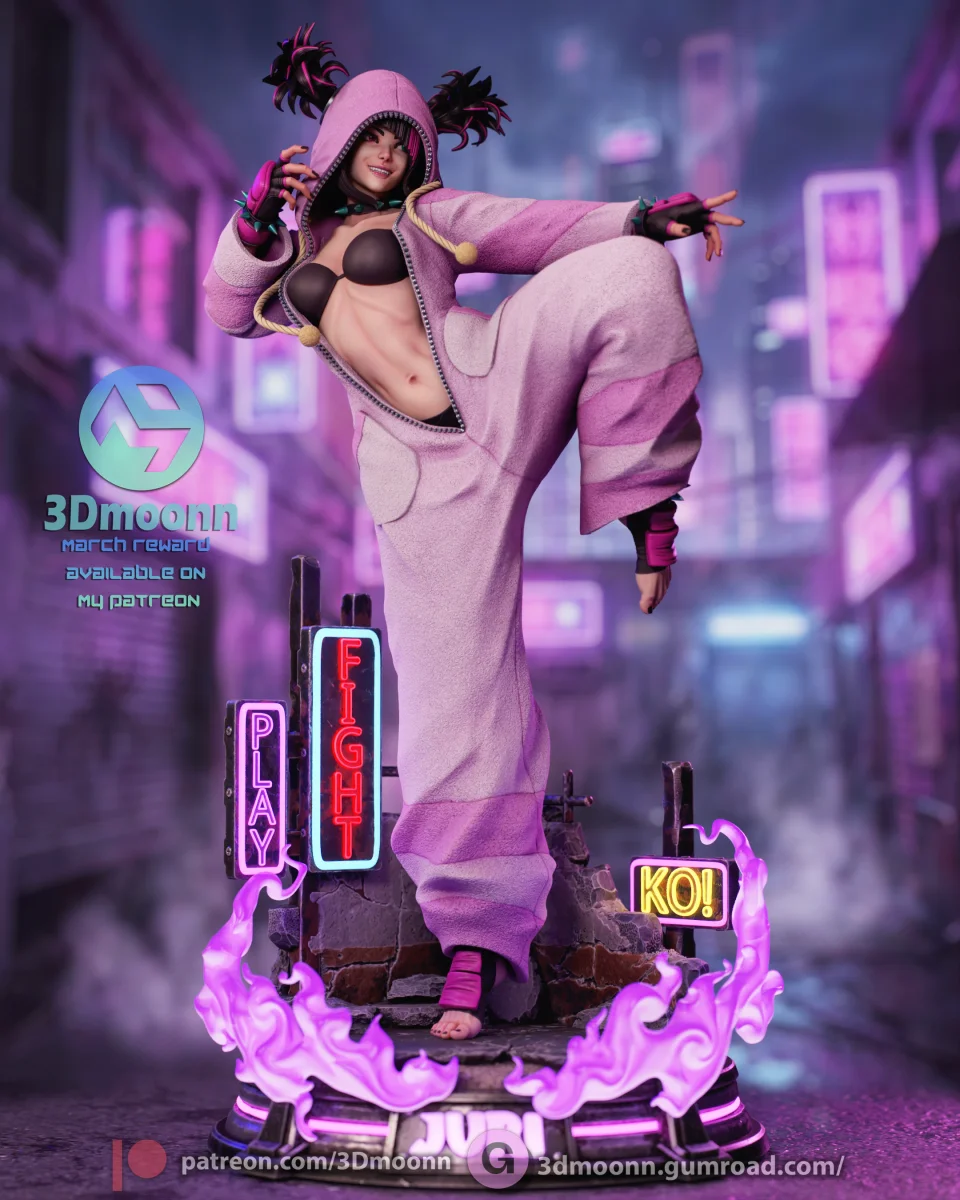 Juri Han | Fan Art | 3D Printed Resin Model Garage Kit | *Un-Painted* | 3DMoonn 3
