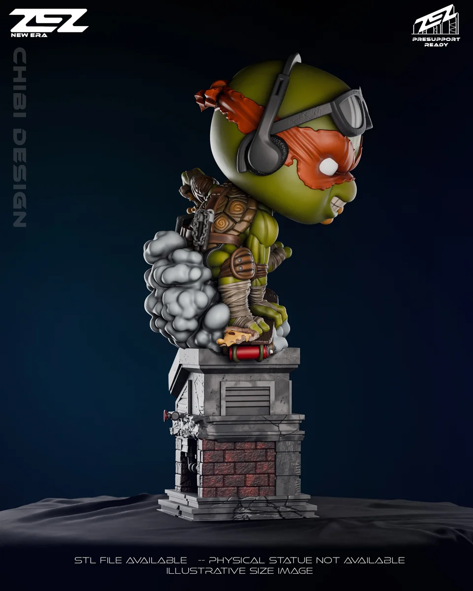 Chibi Michelangelo | Fan Art | 3D Printed Resin Model Garage Kit | *Un-Painted* | ZEZ Studio 4