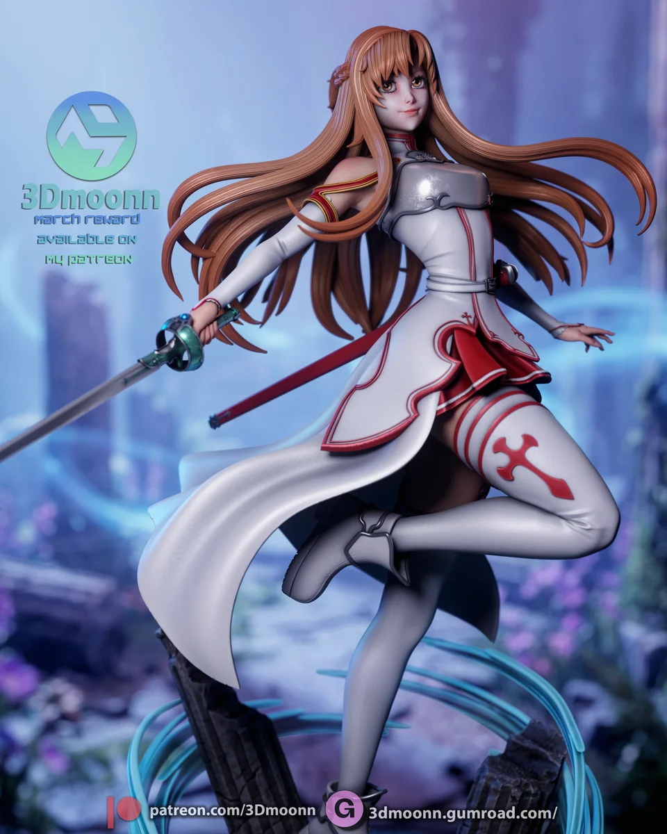 Asuna | Fan Art | 3D Printed Resin Model Garage Kit | *Un-Painted* | 3DMoonn 7