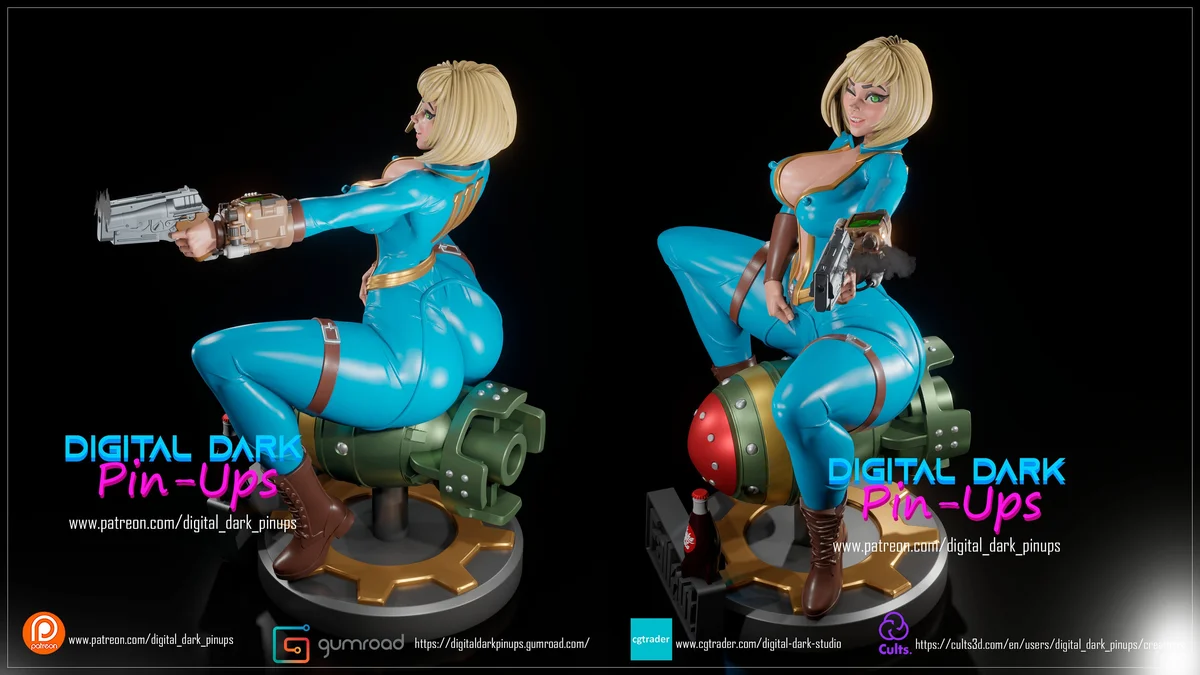 Vault Girl | Fan Art | 3D Printed Resin Model Garage Kit | *Un-Painted* | Digital Dark 3