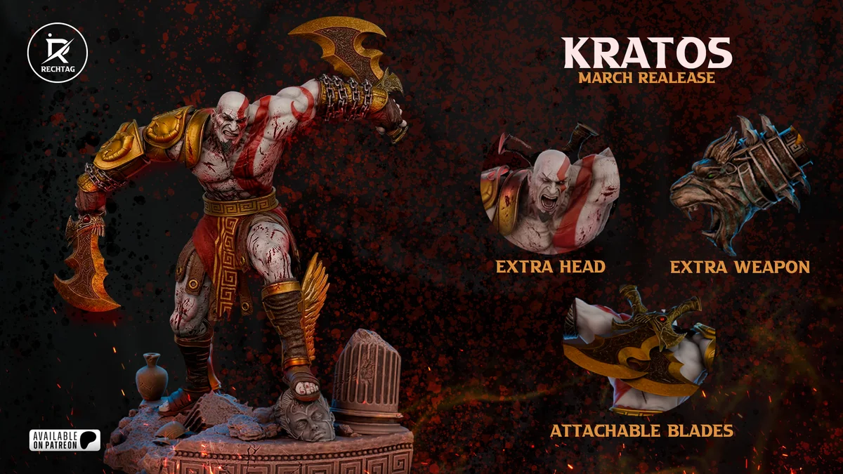 Kratos | Fan Art | 3D Printed Resin Model Garage Kit | *Un-Painted* | Rechtag 3
