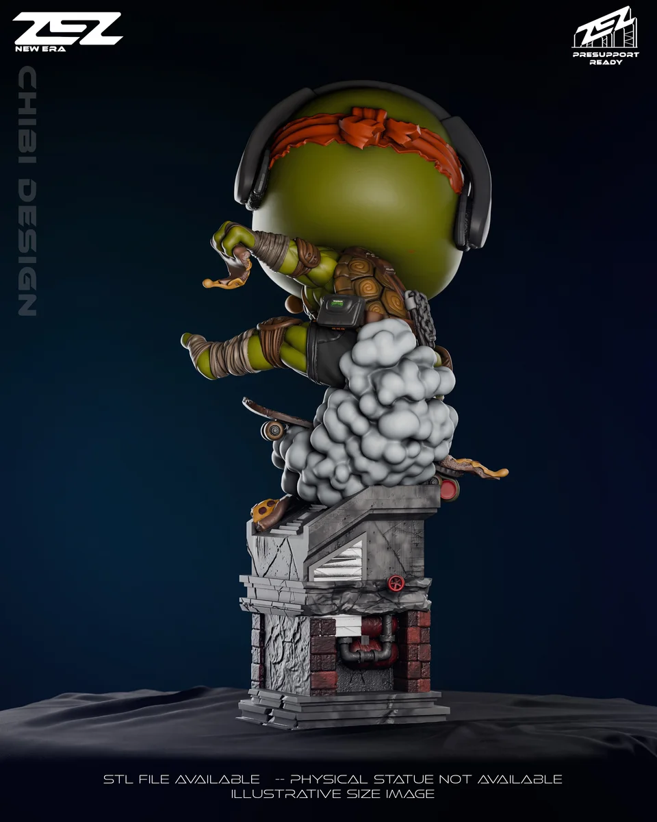 Chibi Michelangelo | Fan Art | 3D Printed Resin Model Garage Kit | *Un-Painted* | ZEZ Studio 3