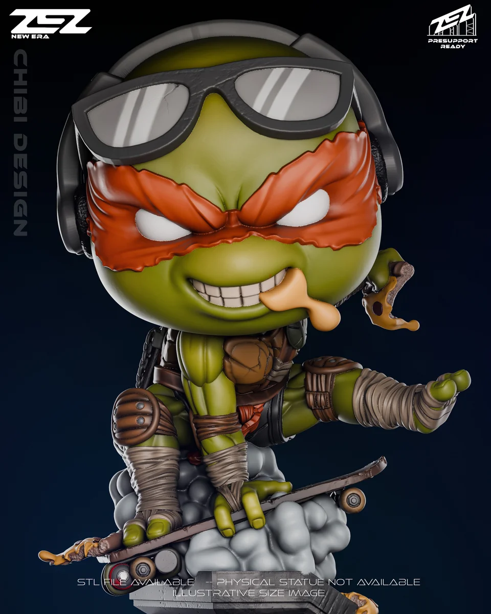 Chibi Michelangelo | Fan Art | 3D Printed Resin Model Garage Kit | *Un-Painted* | ZEZ Studio 5