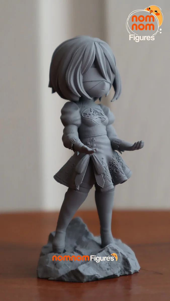 Chibi 2B and 9S | Fan Art | 3D Printed Resin Model Garage Kit | *Un-Painted* | Nomnom 6