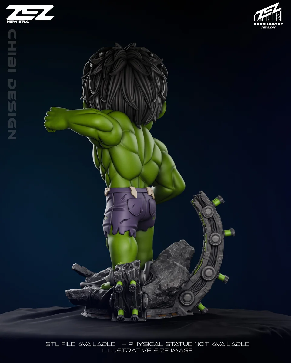Chibi Hulk | Fan Art | 3D Printed Resin Model Garage Kit | *Un-Painted* | ZEZ Studio 3