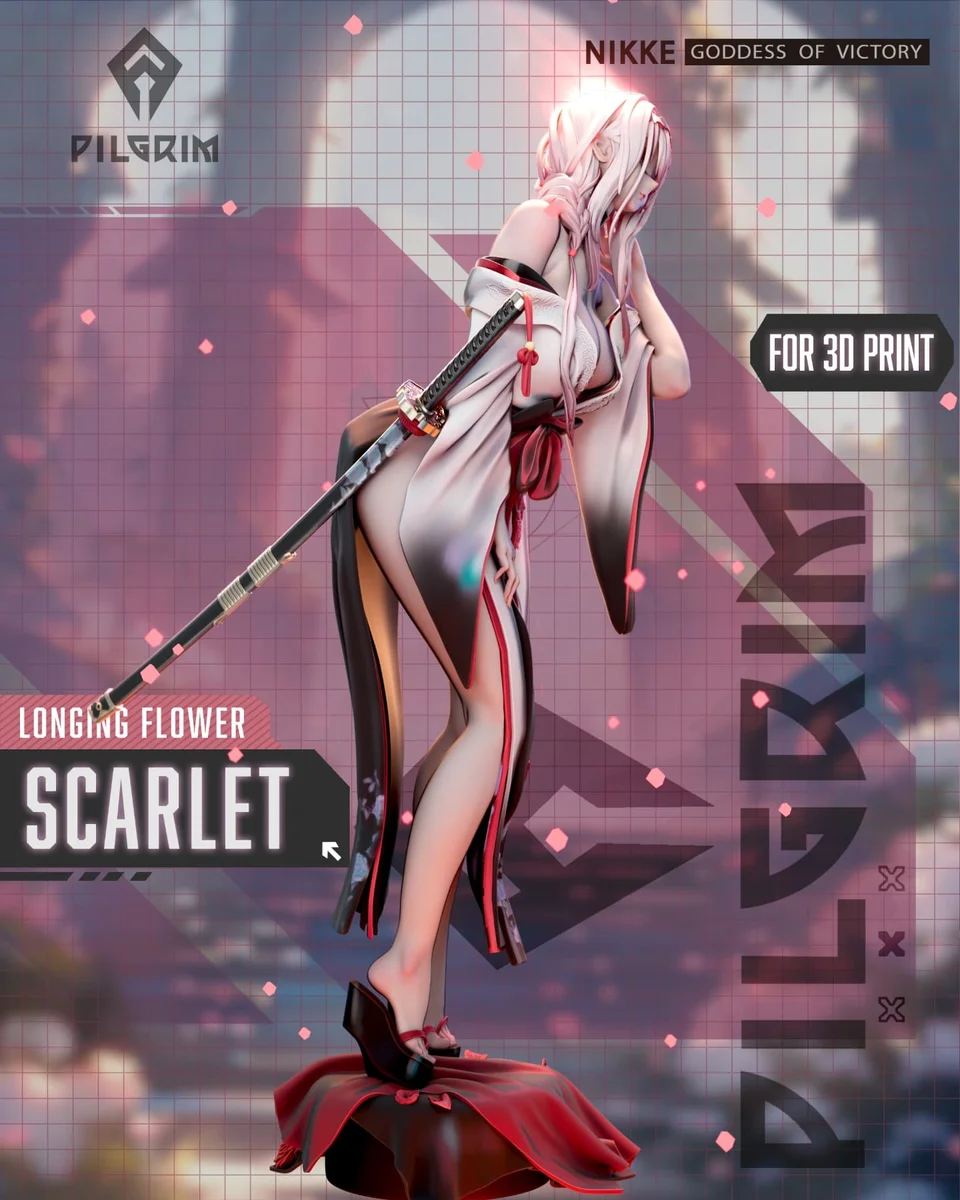 Scarlet (Longing Flower ver) | Fan Art | 3D Printed Resin Model Garage Kit | *Un-Painted* | Hybris Studios 4