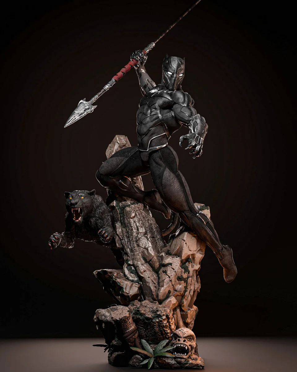 Black Panther | Fan Art | 3D Printed Resin Model Garage Kit | *Un-Painted* | ZEZ Studio